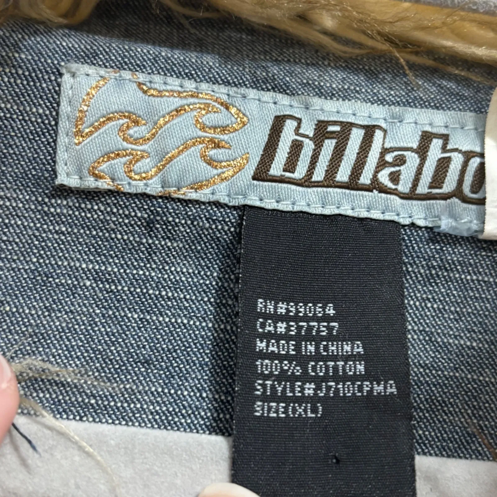 Billabong Y2K Denim Jacket Faux Fur Trim Blue XL Indie Trucker - Image 3