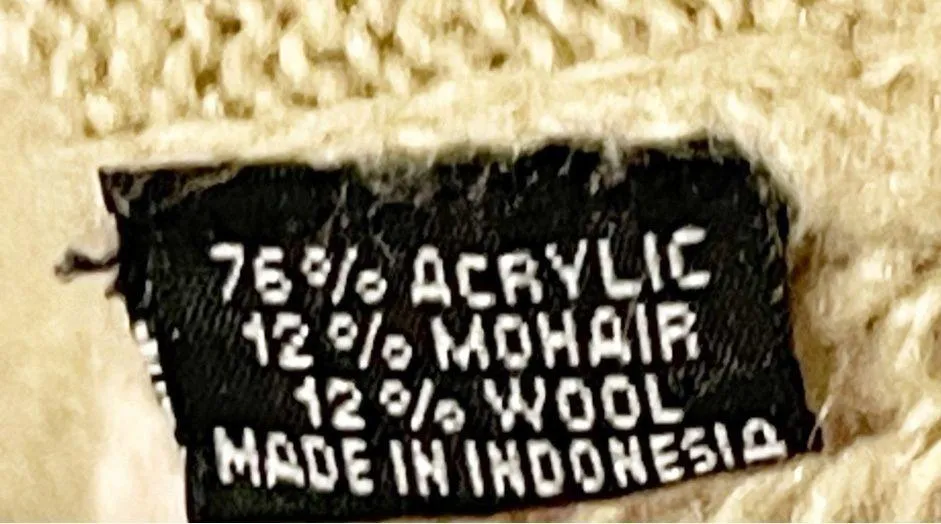 Wooden Ships Size Medium Tan Florall Stitched Open Knit Sweater - Image 4