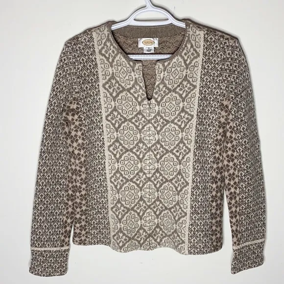 Talbots ethnic lambswool patterned sweater size M - Image 3