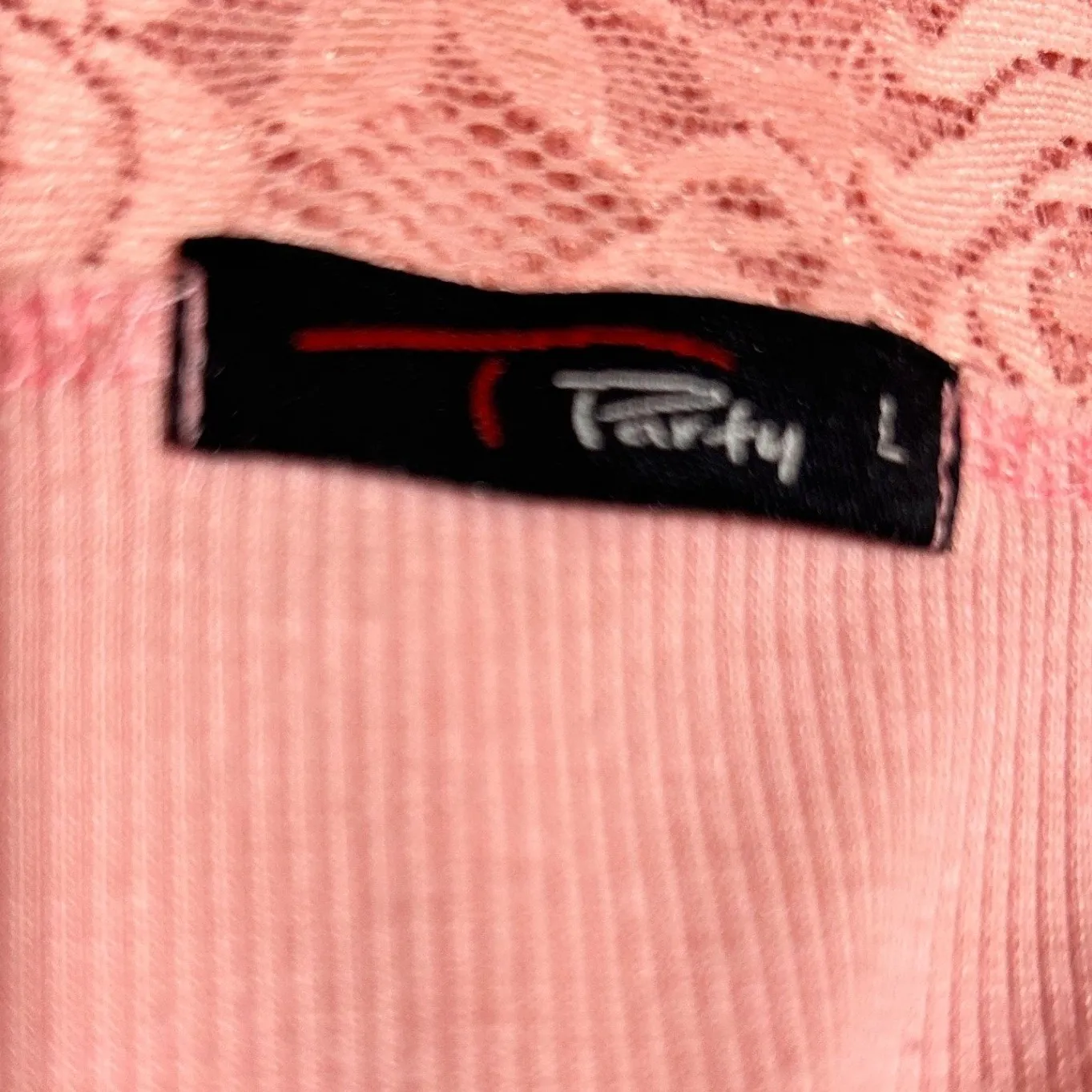 H&M LOGG Y2K Fitted Lace Trim Ribbed Cami L Peach Elena Gilbert Layering Top - Image 5