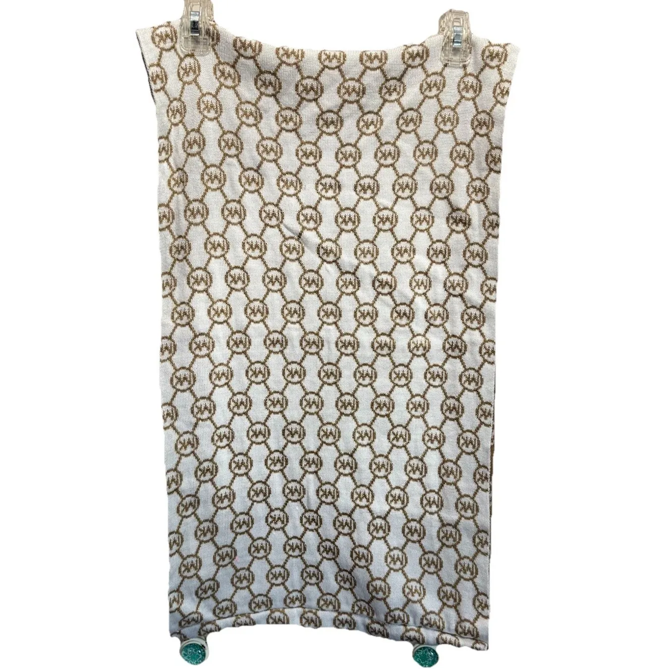 Michael Kors Scarf Reversible Infinity Ivory/Gold Metallic MK‎ Logo Soft OS - Image 3