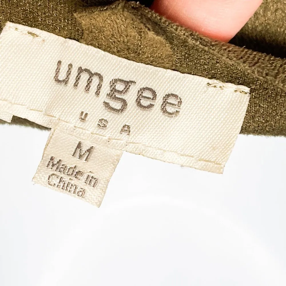 Suede Draped Waterfall Open Front Cardigan Cropped Jacket Olive Green Umgee - Image 6