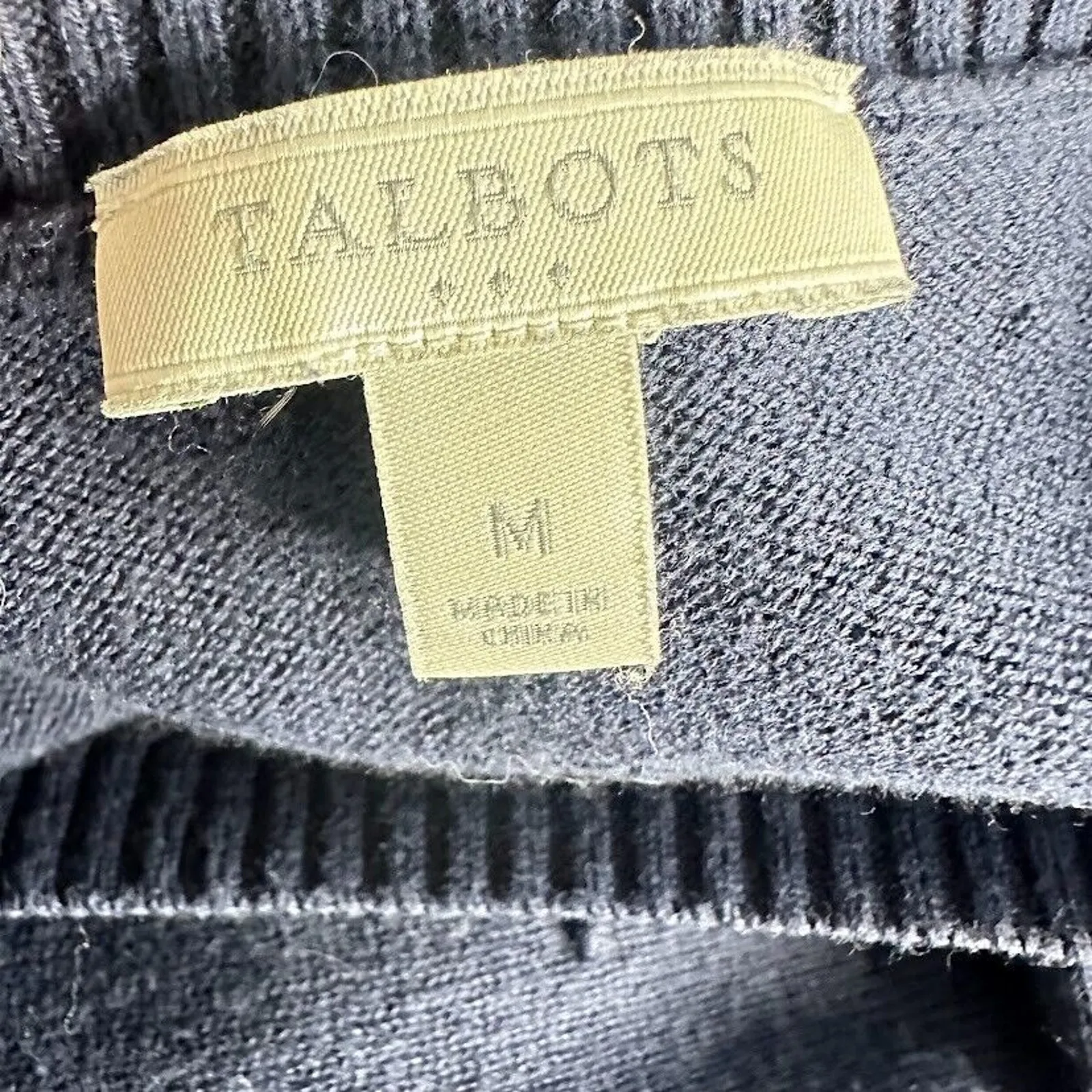 Talbots Navy Blue Sweater Pullover Size M Medium Raised Knot Casual Classic - Image 5