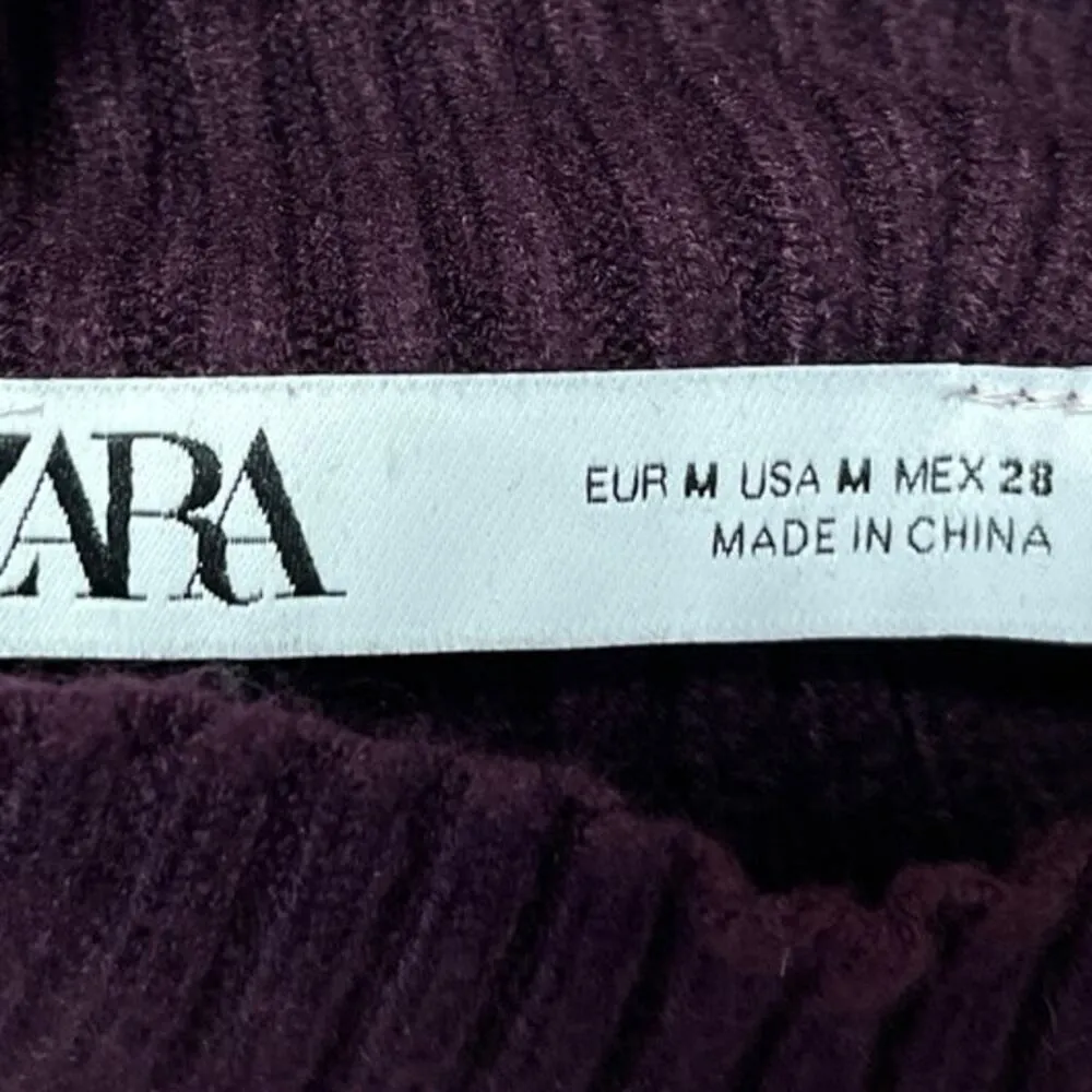 Zara Purple Ribbed Knit Turtleneck Sleeveless Cropped Sweater Vest Top Size M - Image 3