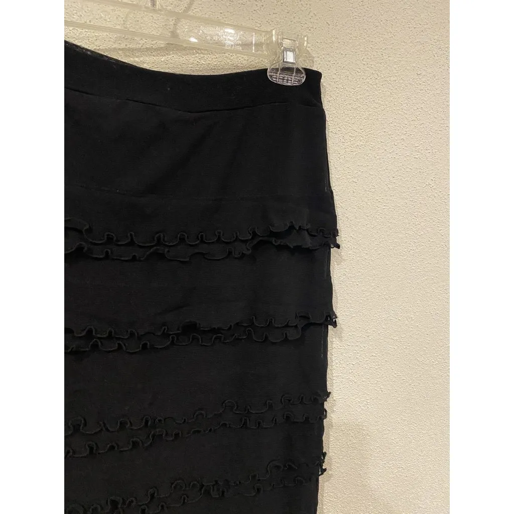 Jean Paul Gaultier Soleil Skirt Womens XL Black Ruffle Tiered Mesh Pencil Sheer - Image 4