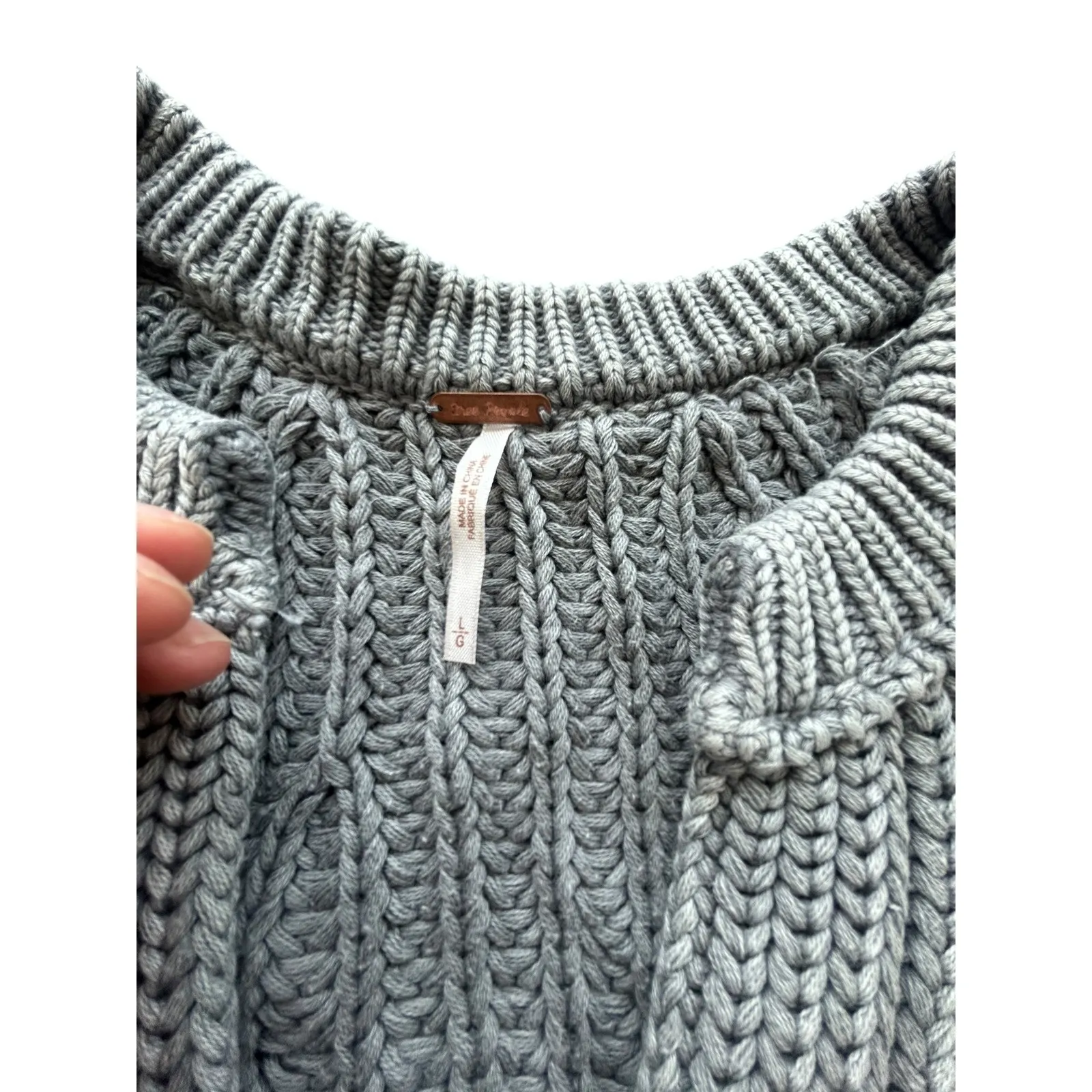 Free People Sweet Nothing Cardi Tungsten Grey Ribbed Cropped Sweater Size L - Image 3