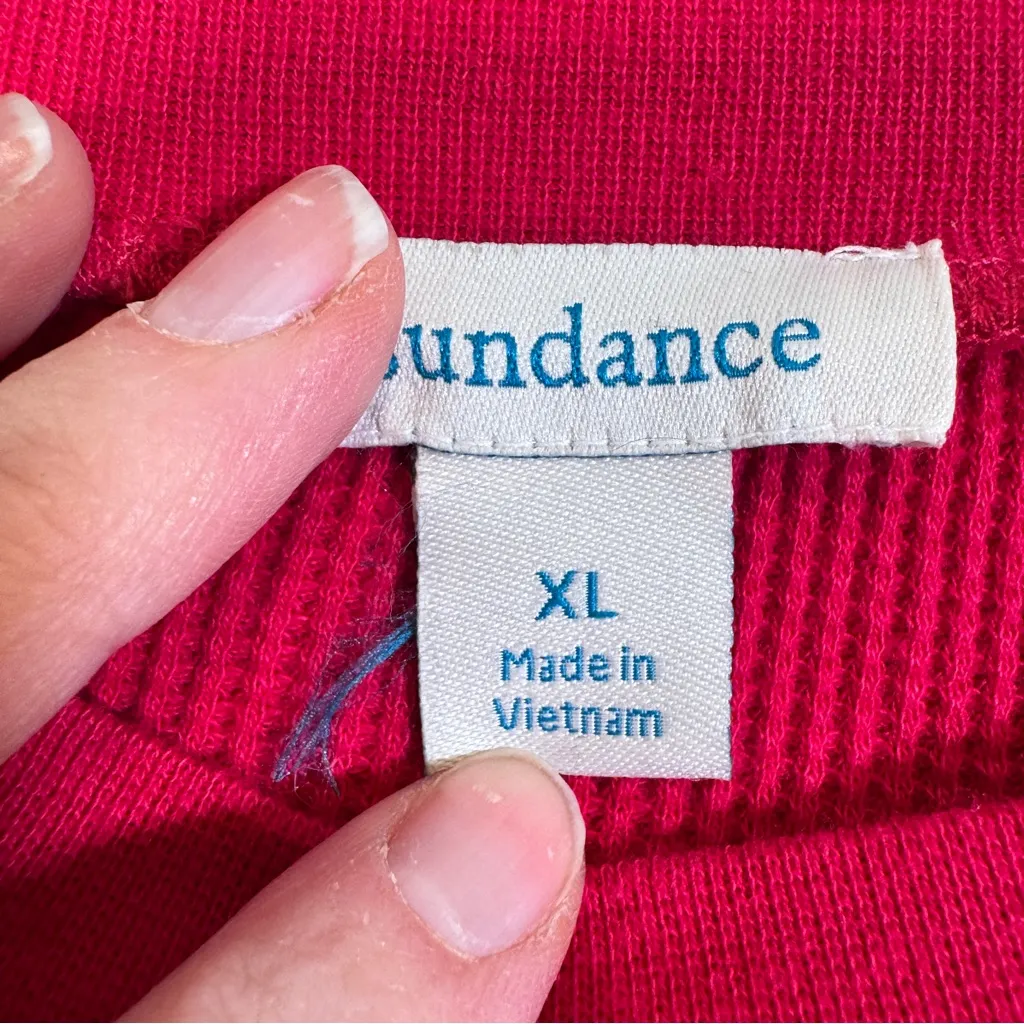 Sundance Hot Pink Waffle Knot Thermal Sweater Womens XL Fall Cozy Casual - Image 9