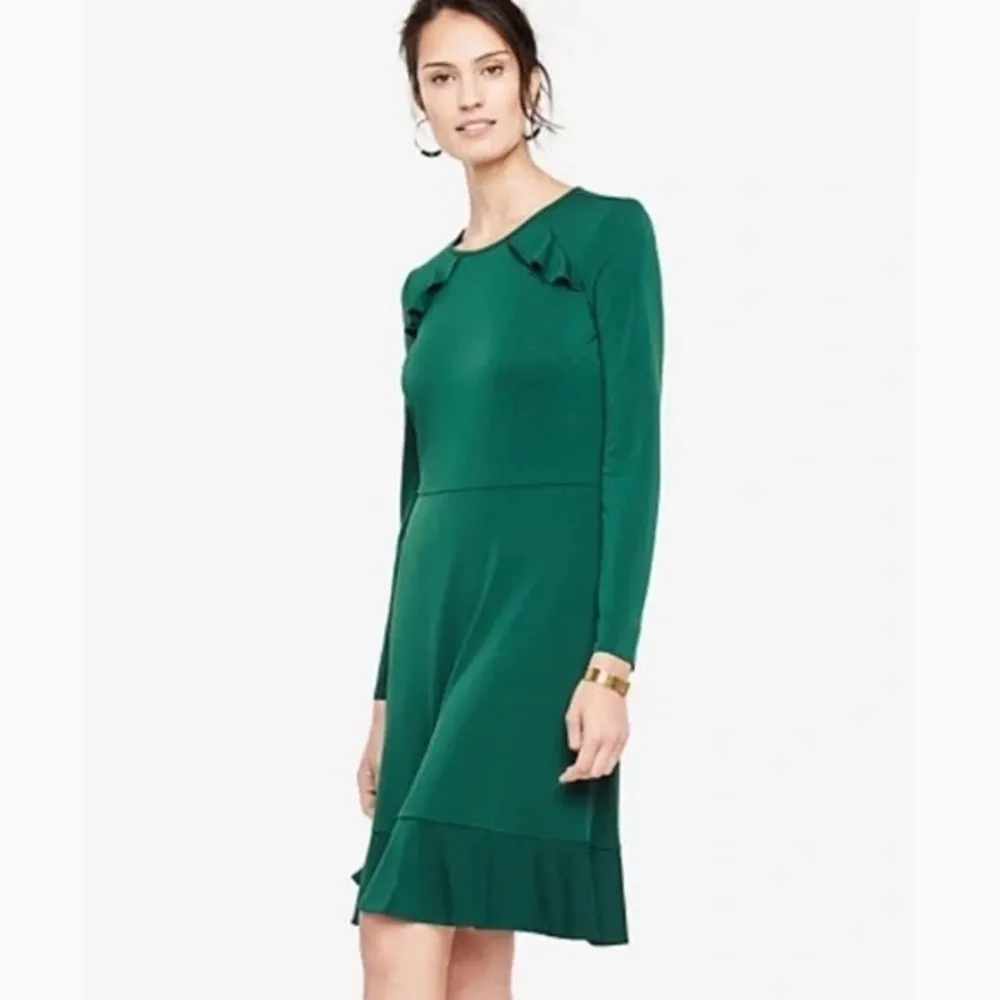 slim fit dress slacks Ann Taylor LOFT Cottage Core Green Blouse main image 0