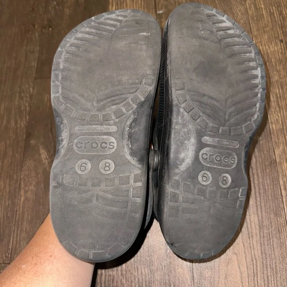 Crocs black rubber washable nursing ortho W8 slip on clogs - Image 2