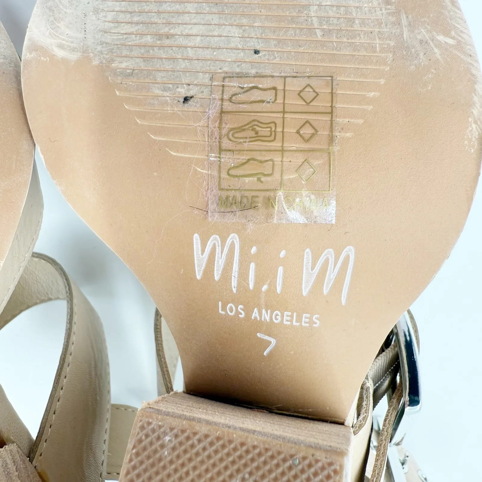 Mi.iM Proving My Point Heels Beige Pointed Steel Toe Block Heel Buckle Size 7 Tan - Image 11