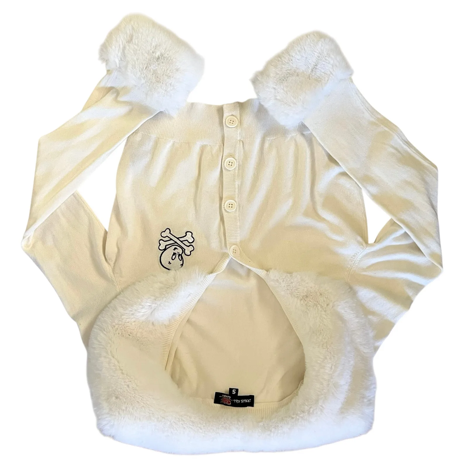 Dolls Kill x Hot Stuff Casper Friendlier Than Most White Faux Fur Cardigan Top - Image 9
