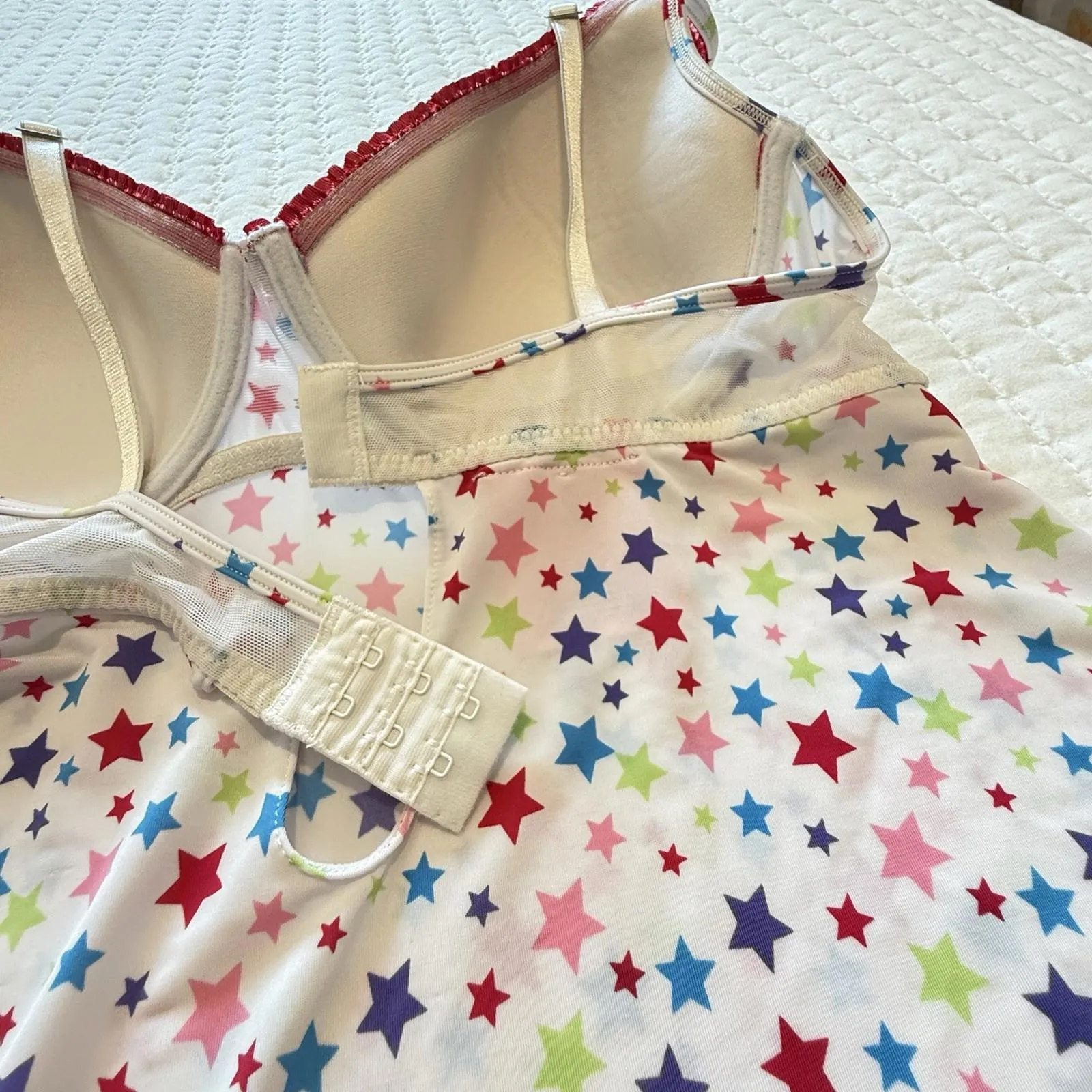 Pout Victoria’s Secret Pink Babydoll Chemise Lingerie White Star Pattern L Large - Image 14