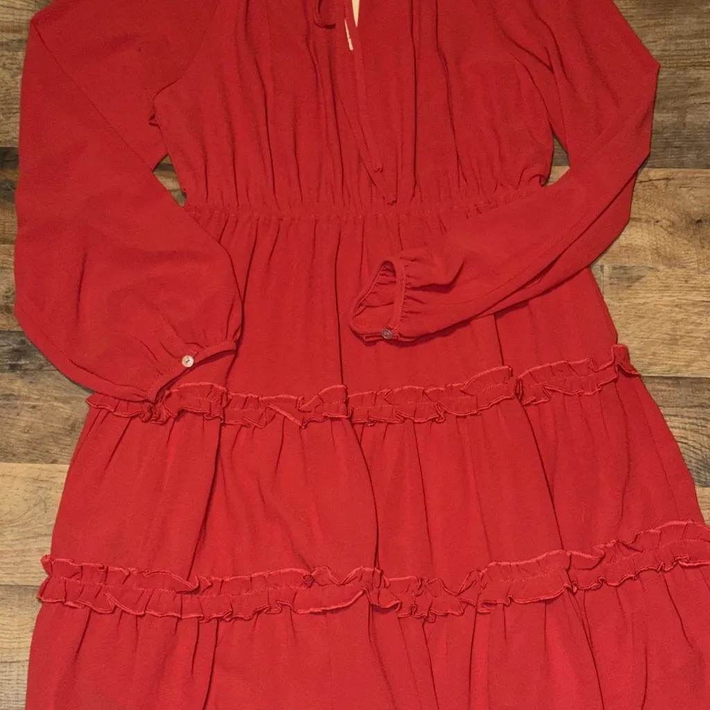 JODIFL Vibrant Rusty Red Pleated Dress Indie Hobo Size Small NWT - Image 8