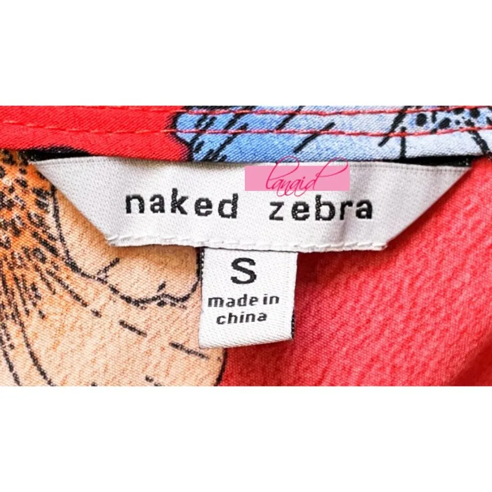 Naked Zebra Floral Drape-Front V-Neck Sleeveless Twist Wrap Surplice Tank Blouse - Image 4