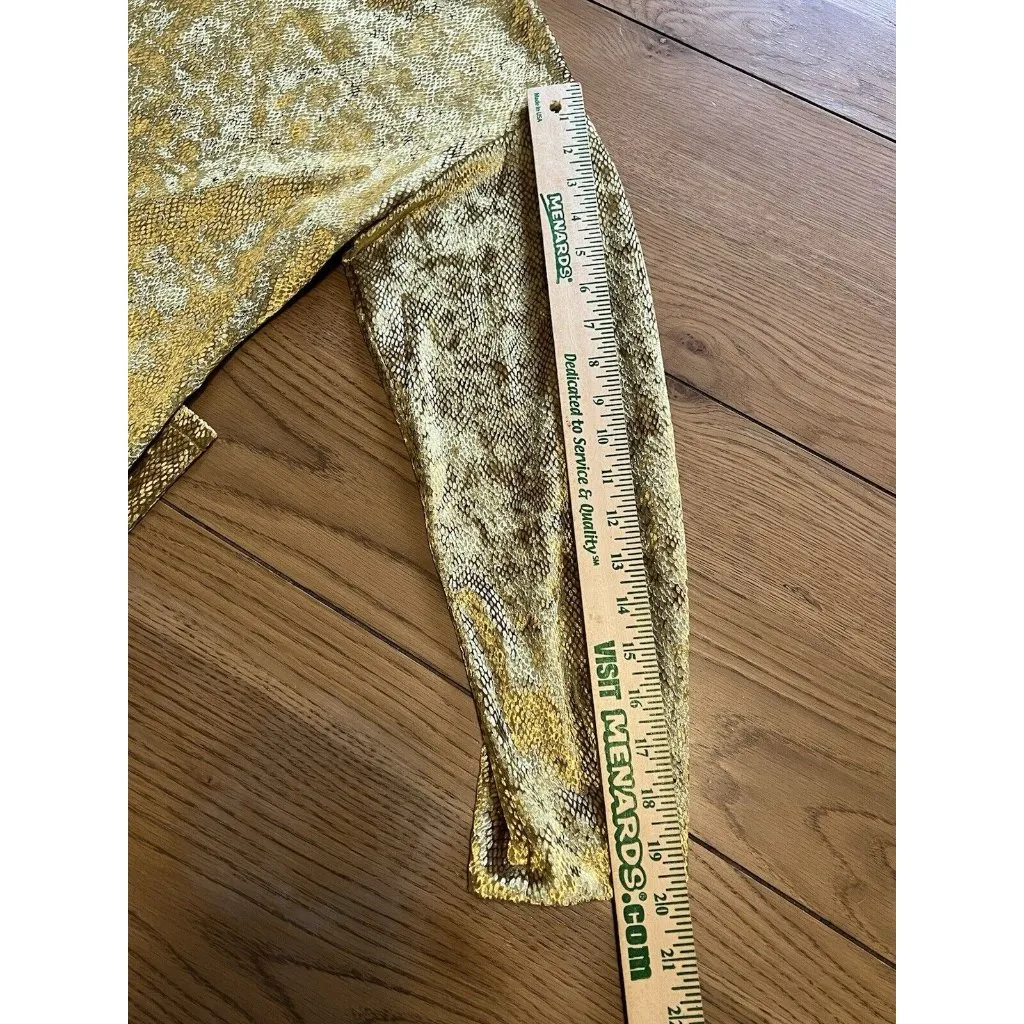 Molly Bracken Shiny Gold Dress Long Sleeve Round‎ Neck Zip Back Size Small Sexy - Image 8