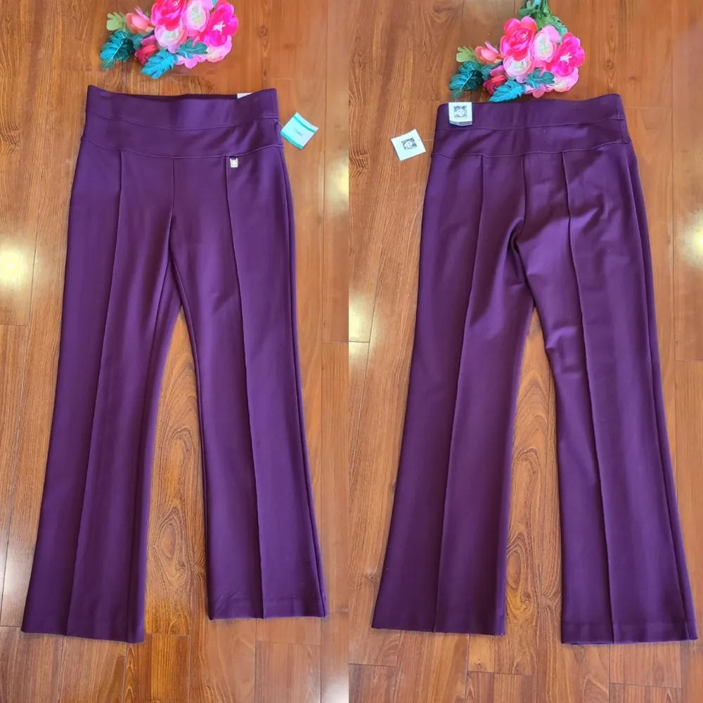 Anne Klein Maroon High Rise Pants Large - Image 2