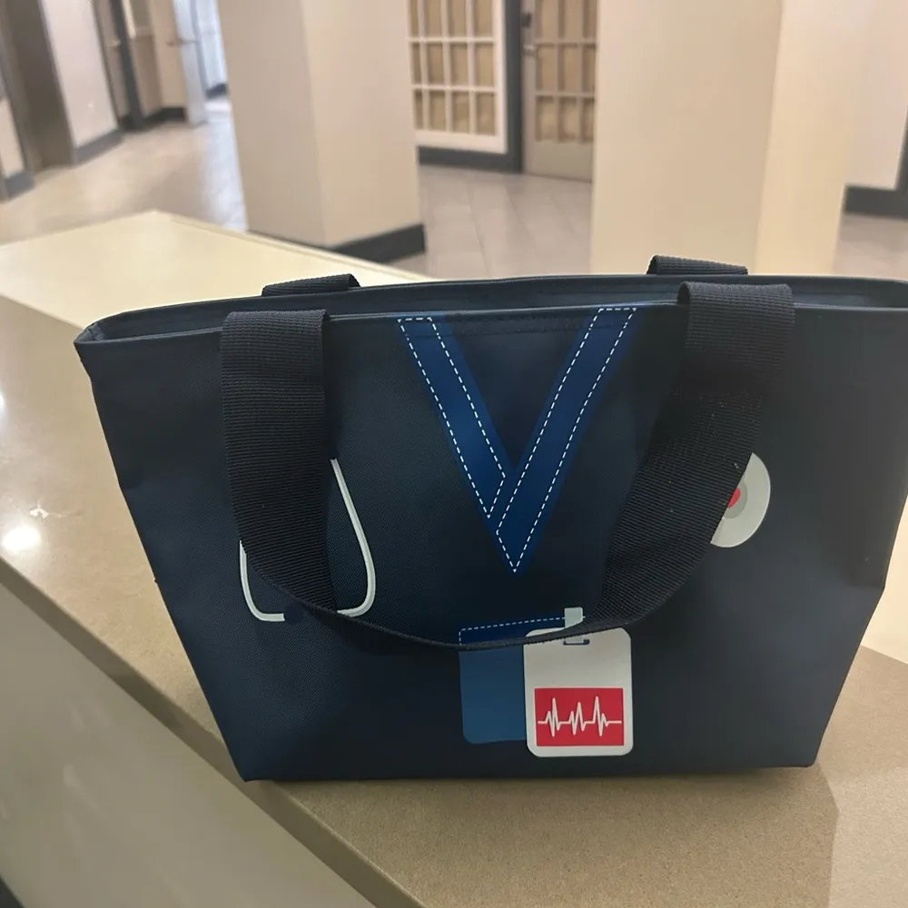 Nurse pattern Dark Blue Tote Bag with Bright Accents and Sturdy Fabric - Image 3