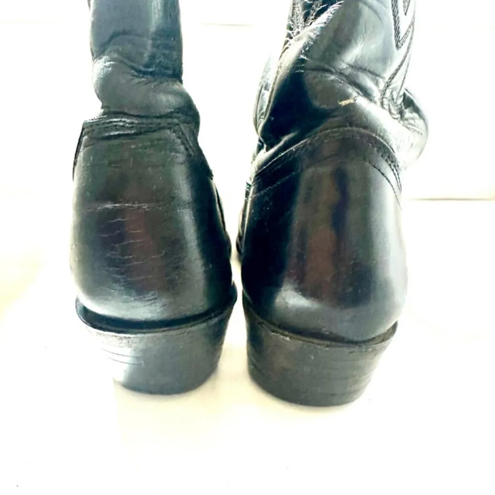 Vintage Justin Cowgirl Black Leather Boots Size 6 B mismatch - Image 6