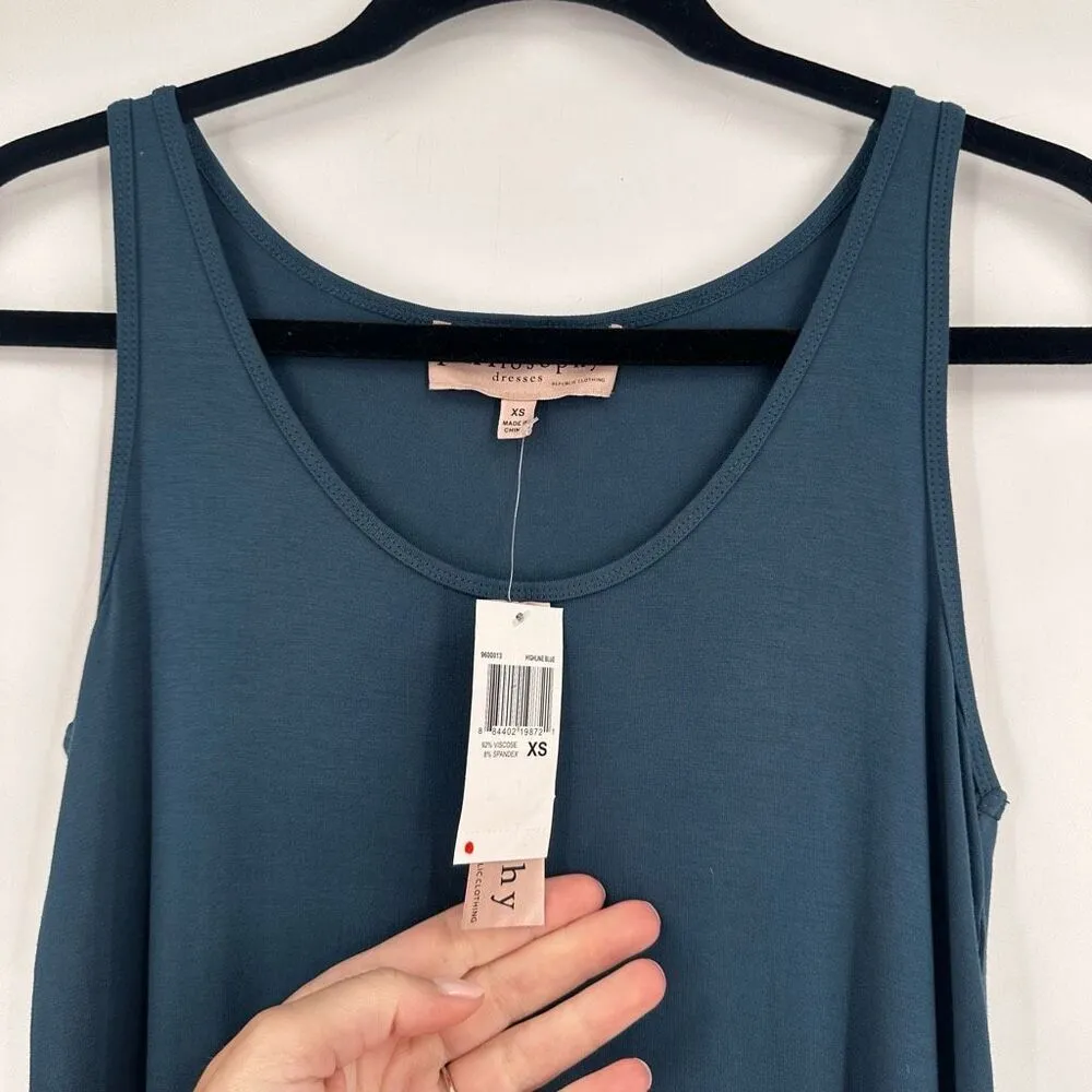 NWT Philosophy Tank Maxi Dress Dark Teal T-Shirt Dress ‎ Size XS Solid blue - Image 9