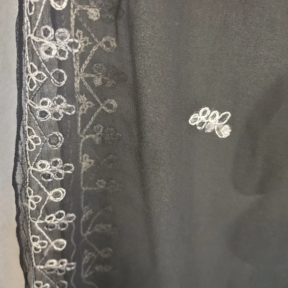 Boho Wrap Scarf Shawl w/ Fringe Black - Image 5