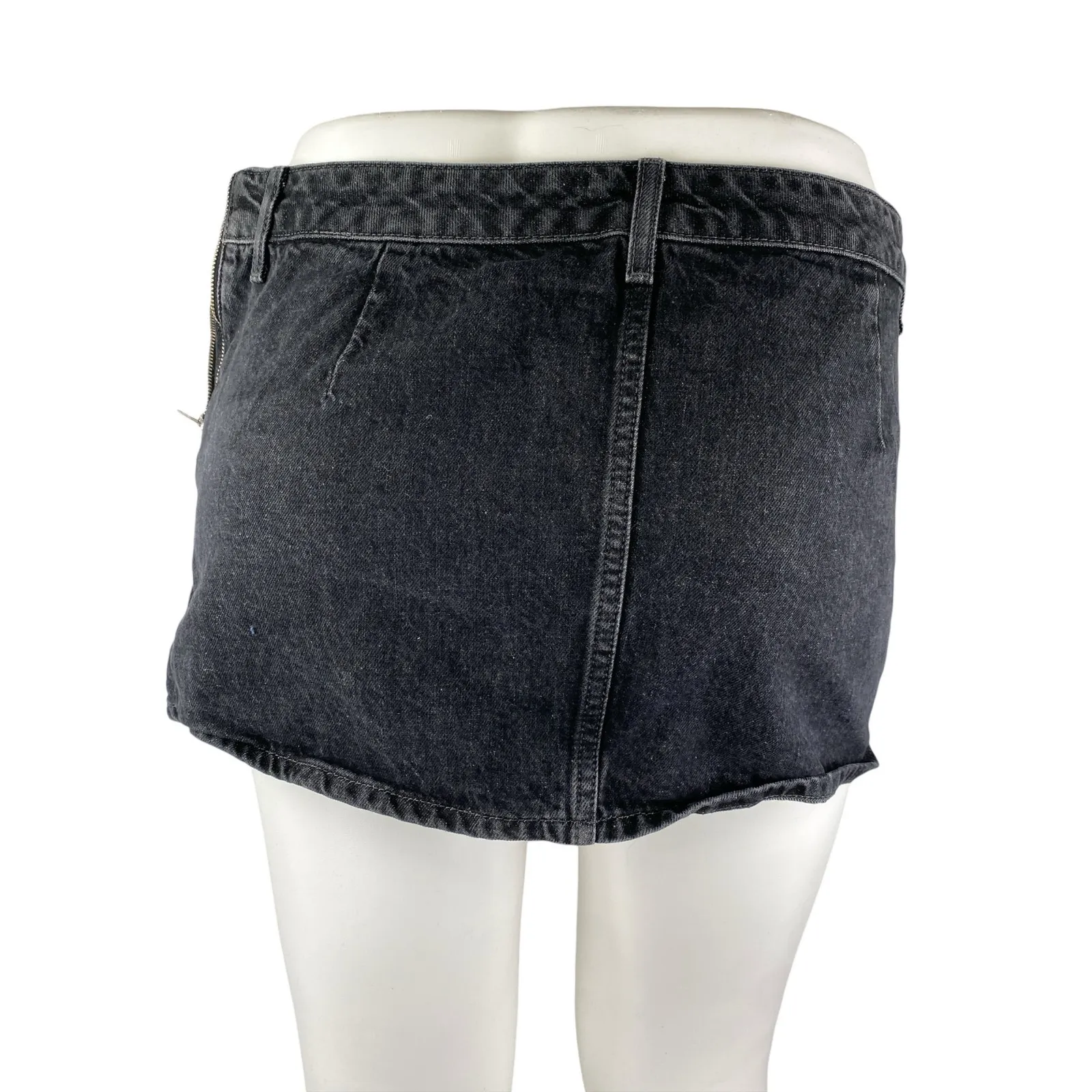 Topshop Women's Black Washed Low Waist Y2k Micro Mini Denim Jean Skirt Size 12 - Image 2