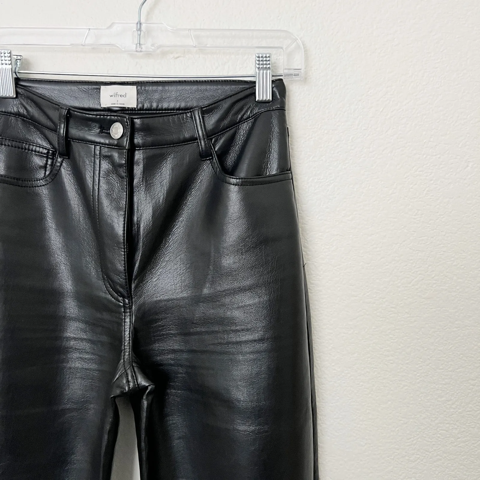 [Wilfred] Black The Melina Straight Leg High Waisted Vegan Leather Pants Size 2 - Image 6