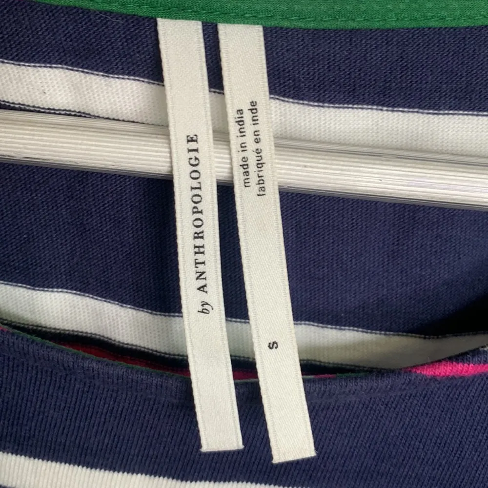 Anthropologie Sonja Mixed Media Floral Stripe Short-sleeve Top W-512 Sz S - Image 6