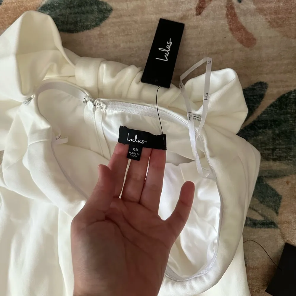 LULU’S Fabulous Phenomenon White Strapless Bow Midi Dress - Image 7