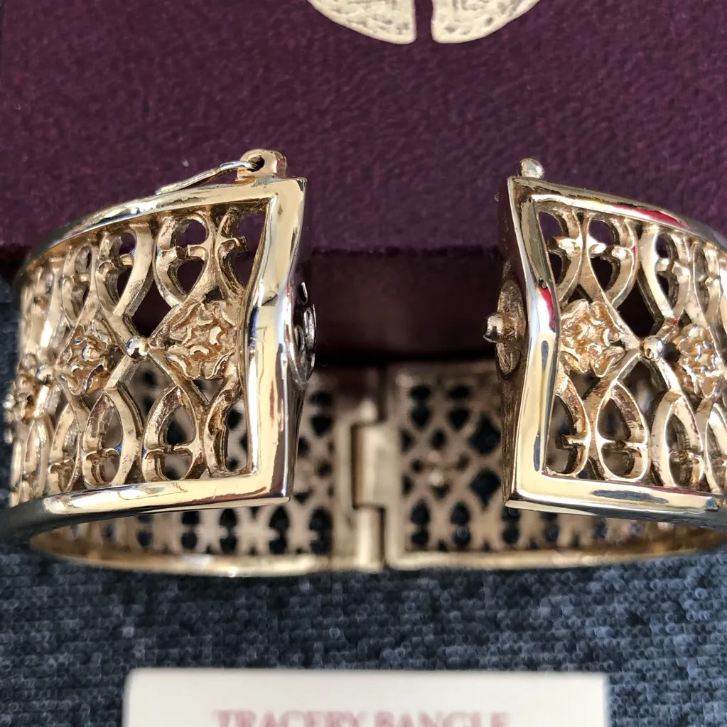 Past Times 14K Gold Plated Tracery Bangle Bracelet - Image 6