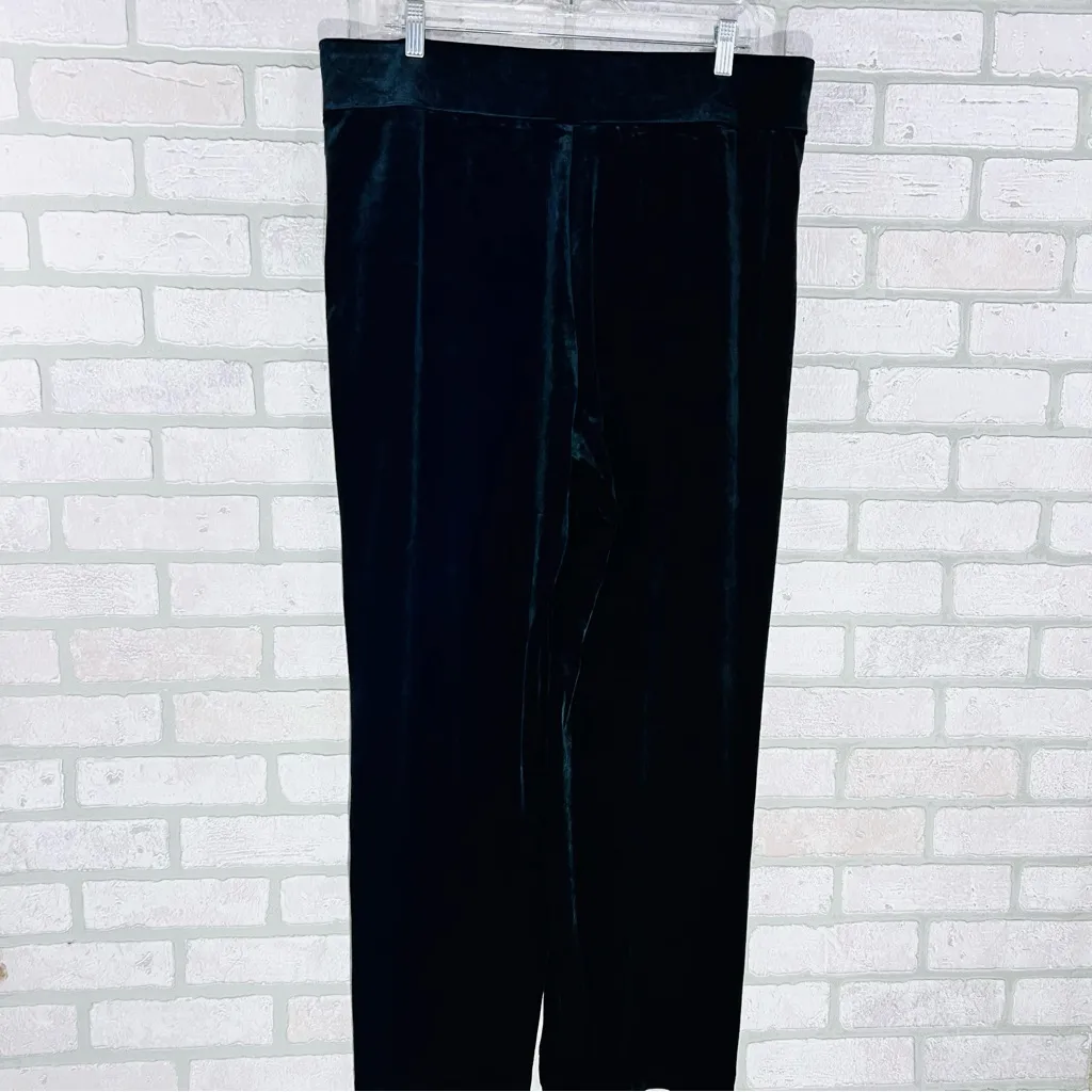 SPANX Velvet Front Slit Hem Wide Leg Pants in Black Size 1X Style 20396Q - Image 8
