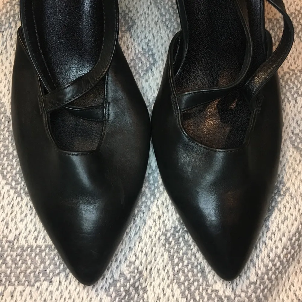 PAUL GREEN Black Lea Nuance Pump Heels Size 9 Criss Cross - Image 7