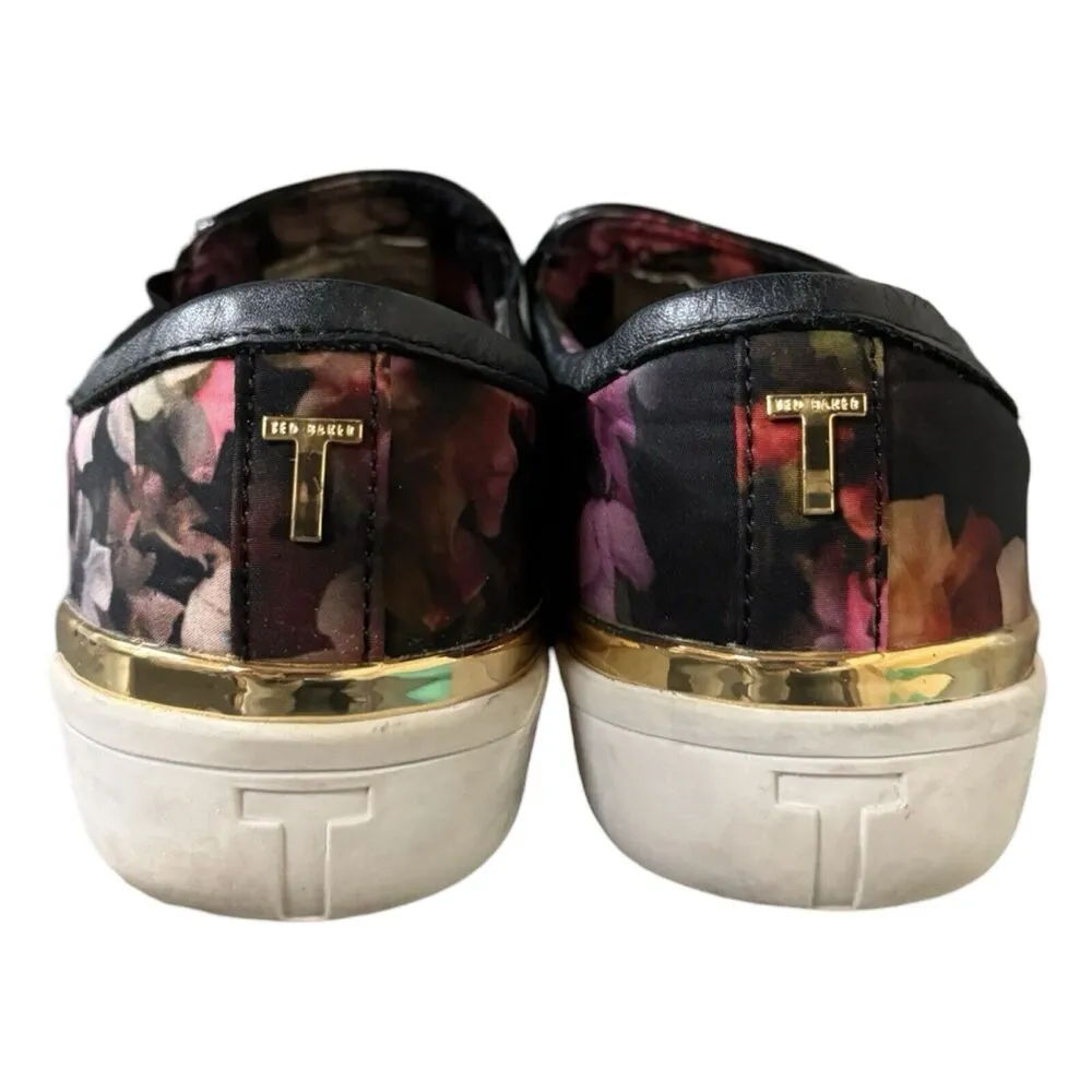 Ted Baker Sneakers Womens 7 Black Pink Multi Floral Flower Malbeck Sneakers Boho - Image 4