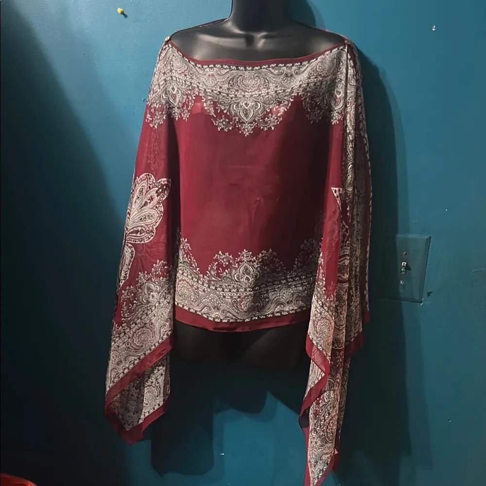 Red Asymmetrical Tunic with Dolman Sleeves - Image 3