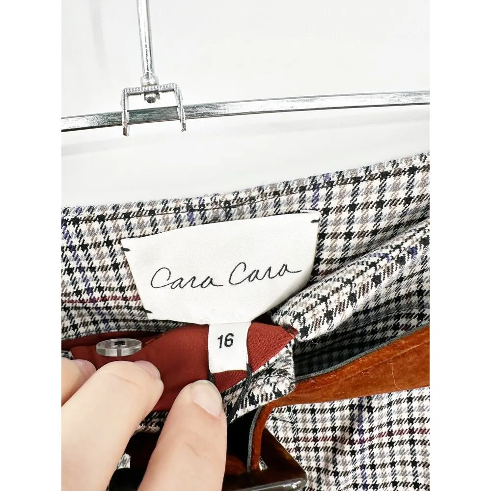 Cara Cara Soho Pants in Hannon Plaid Turtledove Tweed 16 NEW Brown - Image 3