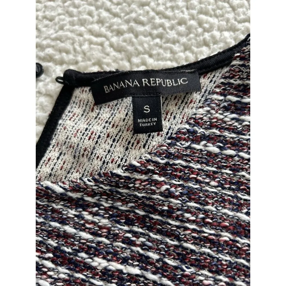 Banana Republic Women's Tweed Round Neck Sleeveless Tank Top Burgundy Multi Sz S - Image 6