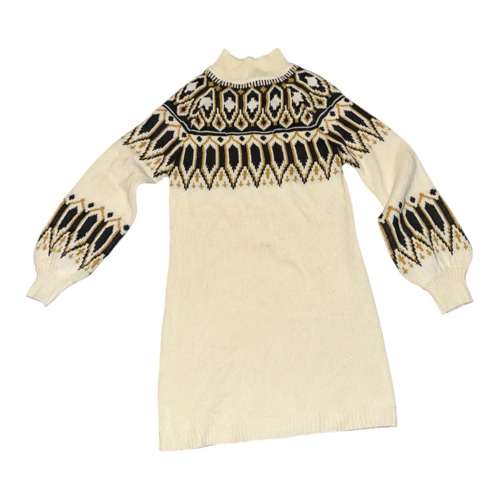 True Craft Black and White Patterned Long Sleeve Sweater Dress - Image 2