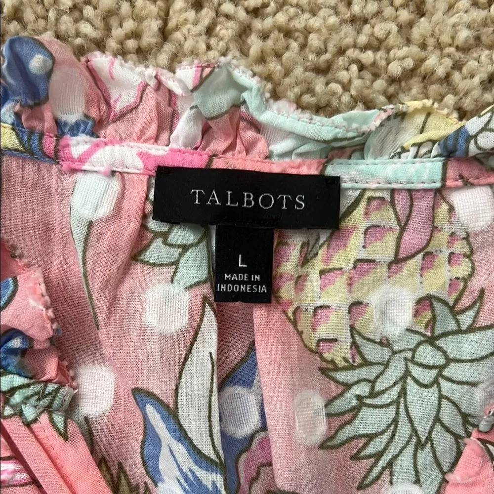 Talbots Pink and Blue Blouse - Image 2