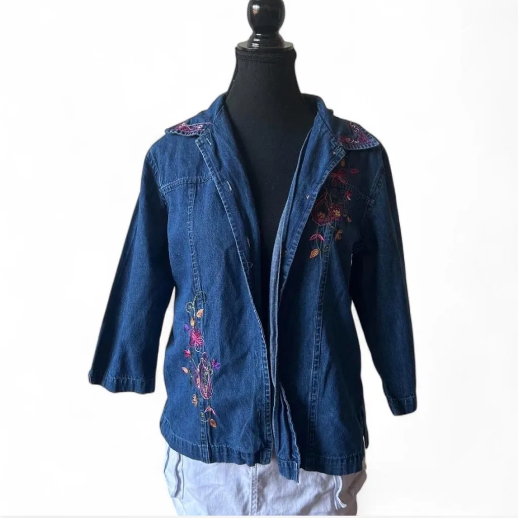 Erika Blue Denim Embroidered Jacket - Image 4