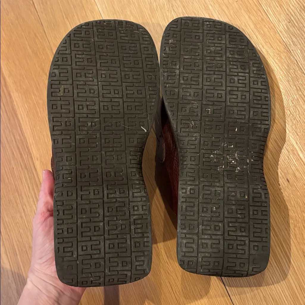 Vtg American Eagle Clogs Leather Chunky Mules Size 7 - Image 6