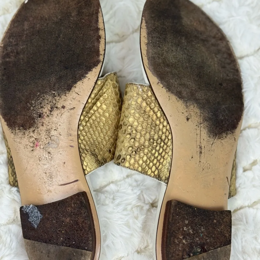 Gucci Gold Snake Skin Metallic Sandals Size 8 1/2 - Image 8