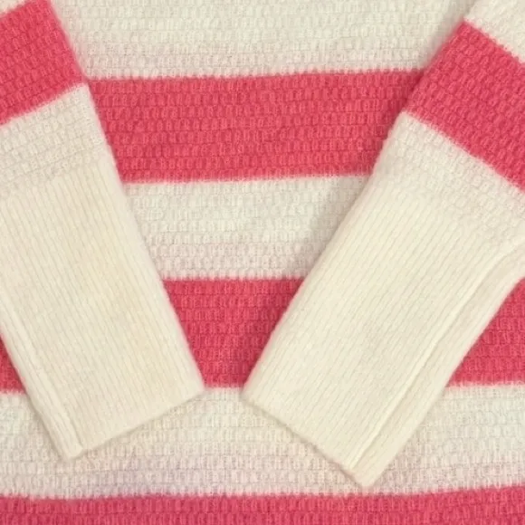LOFT Striped Textured Sweater Pink Ivory White Size Small NWT - Image 6
