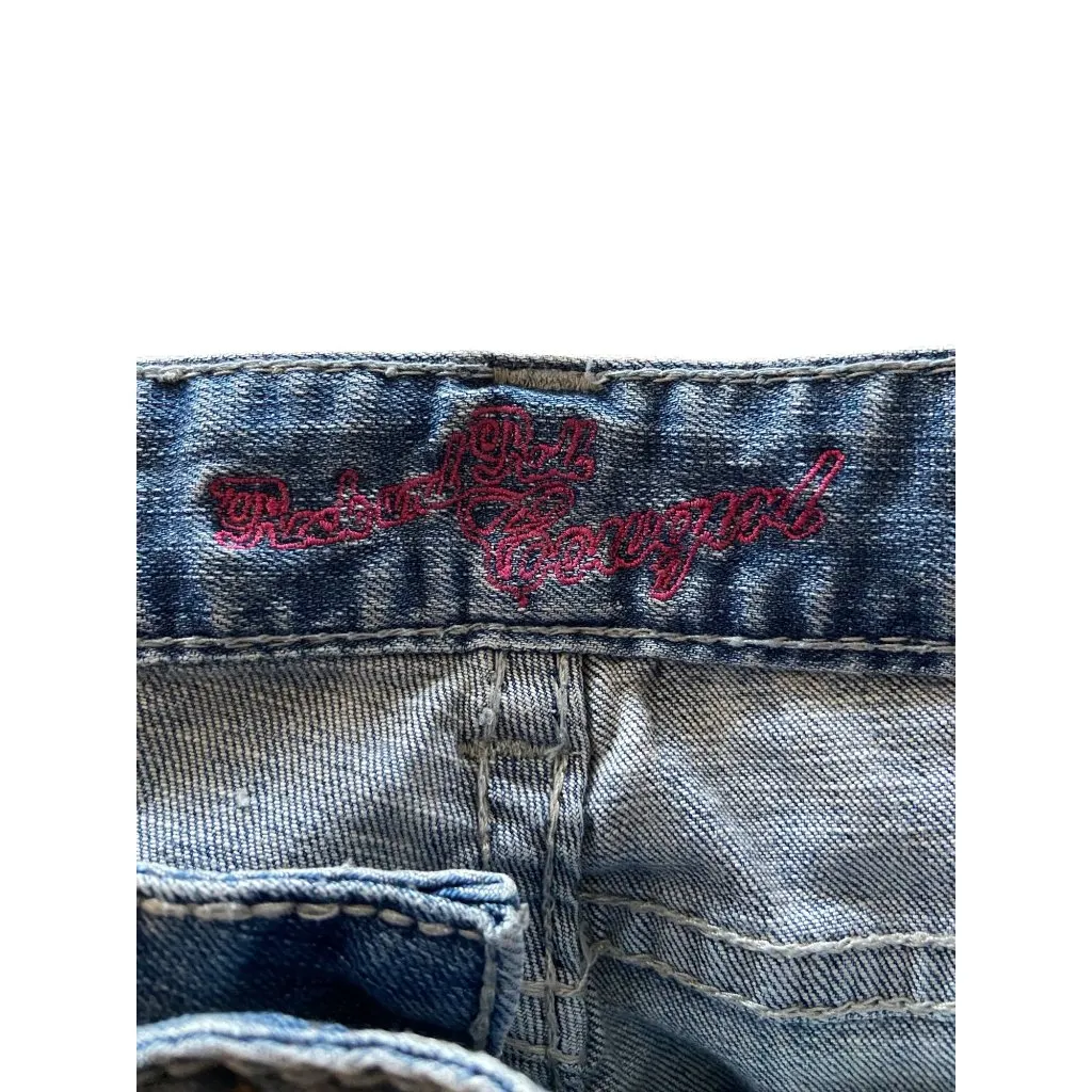 Rock & Roll Cowgirl Boyfriend Fit Cropped Jeans Blue Size 28 Y2K - Image 3