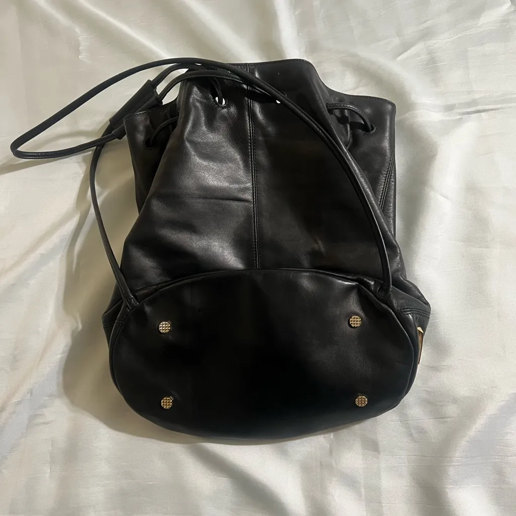 Elizabeth and James  Black Leather Drawstring Bag - Image 6