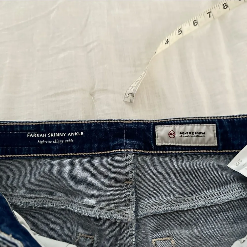 AG Adriano Goldschmied Women’s 27 Blue Distressed Farrah Skinny Ankle Jeans - Image 2