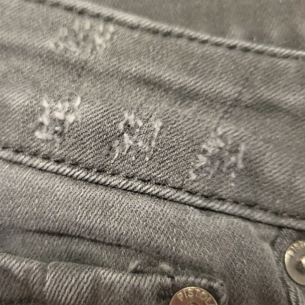 Pistola Black Skinny Jeans Raw Hem Distressed Emo Grunge Goth Punk Rock Size 26 - Image 5