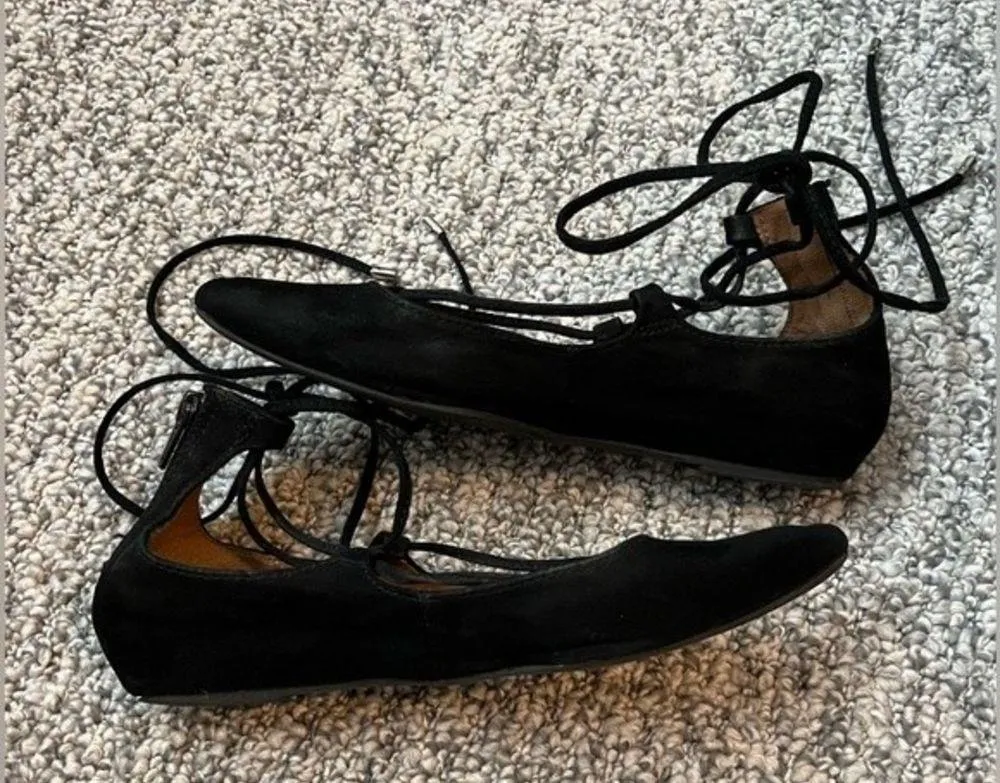 Candie's  Black Pointed Toe Lace Up Ballet Flats Size 6 - Image 5
