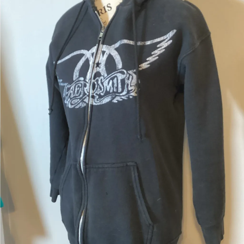 VINTAGE AEROSMITH LEGENDARY ROCK BAND HEAVY WEIGHT HOODIE MENS SMALL PRE - Image 3