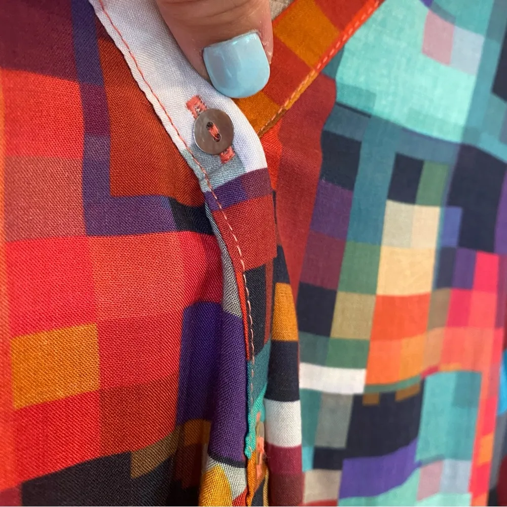 Desigual Colorful Pixelated Floral Print Camilia Rep Begona Long Sleeve Blouse - Image 10