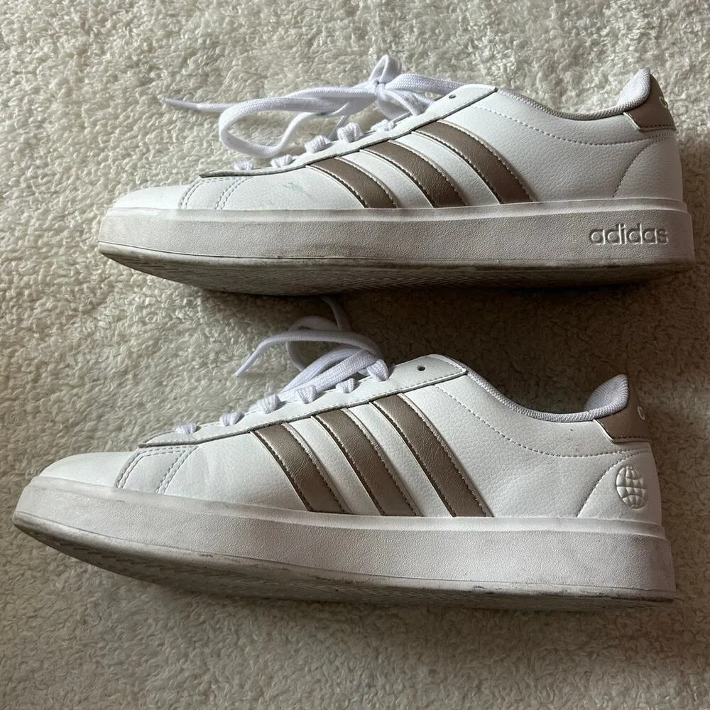 Adidas Grand Court White Platinum Shoes Size 10 - Image 2