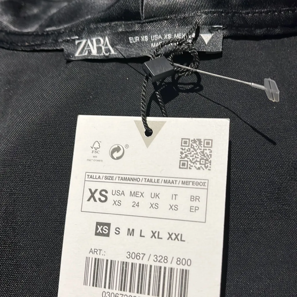 NWT Zara Jeweled Trim Satin Effect Black Dress Bloggers Fav XS - Image 6